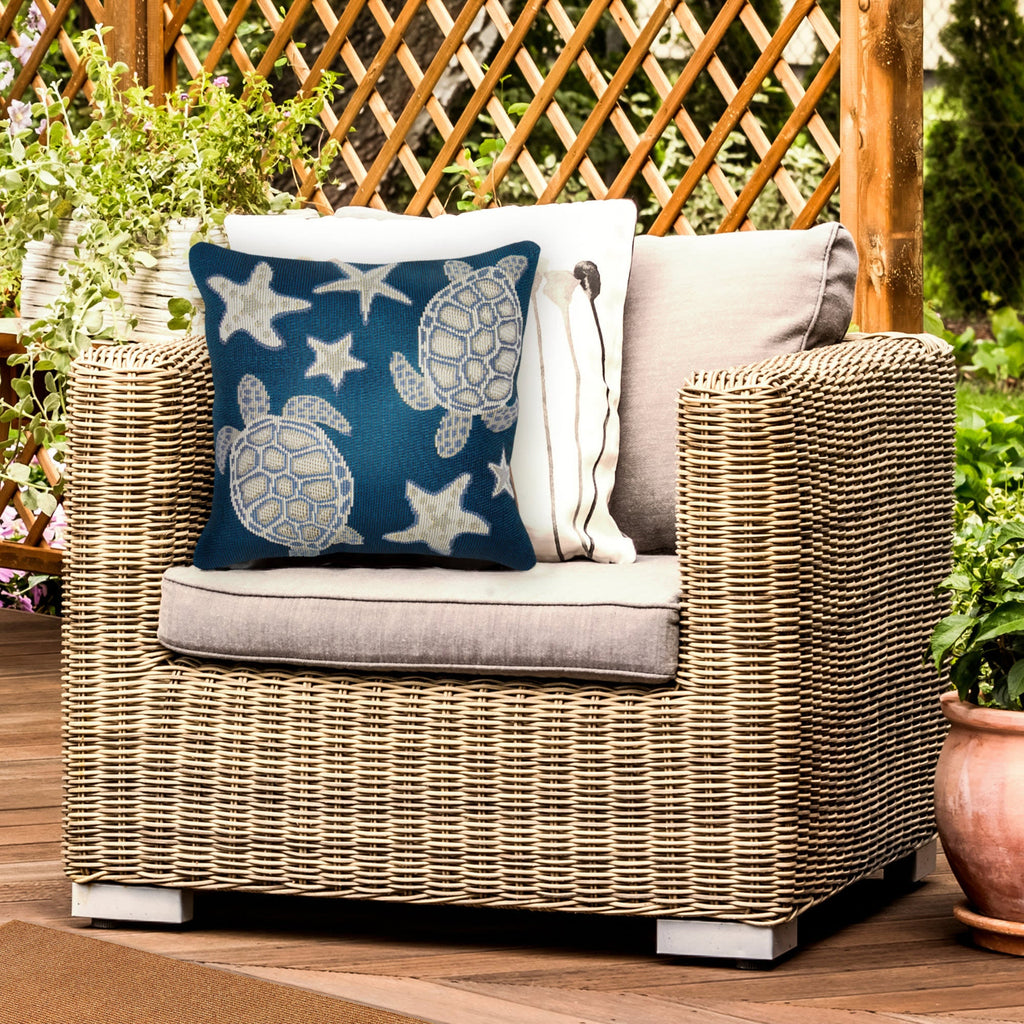 Marina Turtle And Stars Indoor Outdoor Throw Pillow