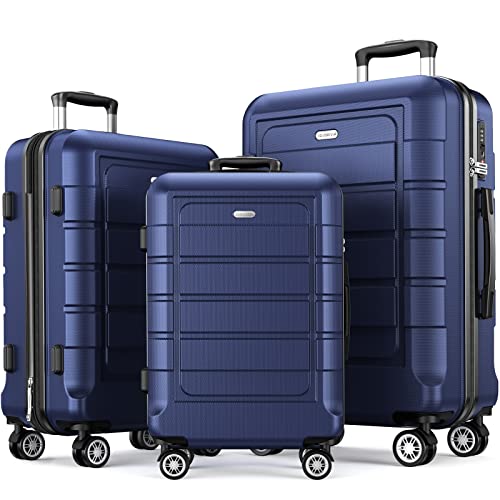 Black Expandable PC+ABS Luggage Set with TSA Lock T1727