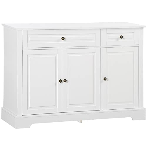 White Sideboard with 2 Drawers and Adjustable Shelves F6806