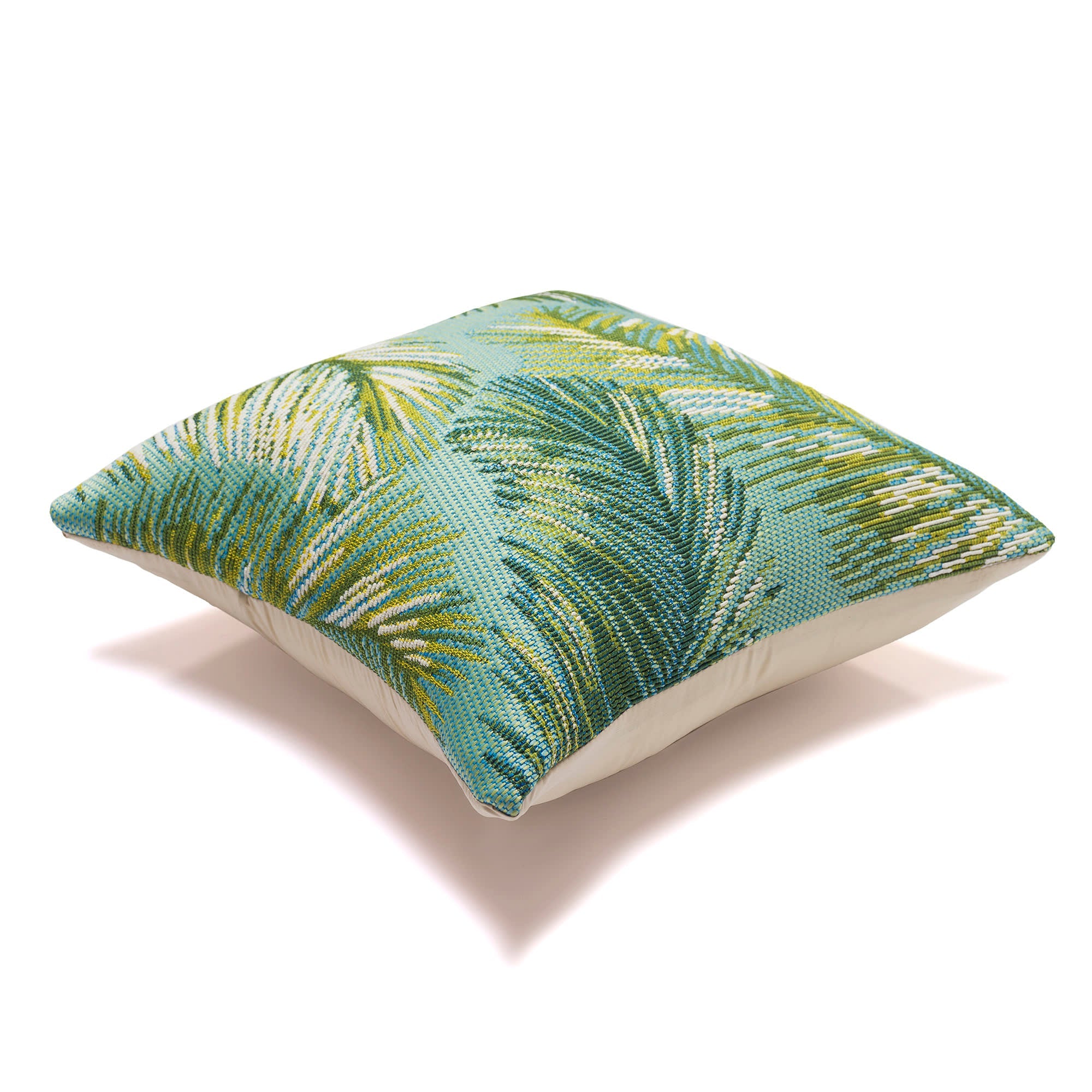 Marina Palm Border Indoor Outdoor Throw Pillow