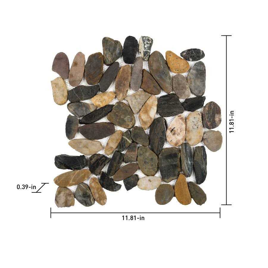 13-in x 13-in Polished Natural Stone Pebble Wall Tile E609667