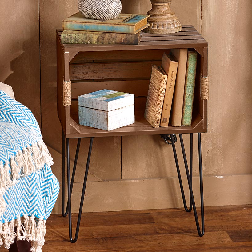Rustic Wood Crate End Table H21336