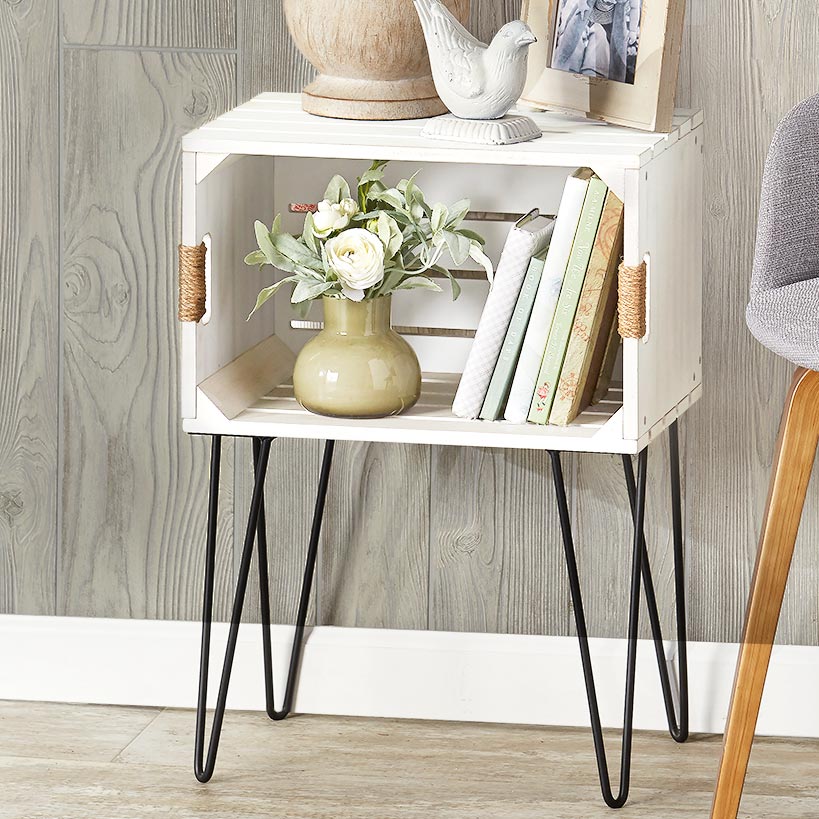Rustic Wood Crate End Table H21336