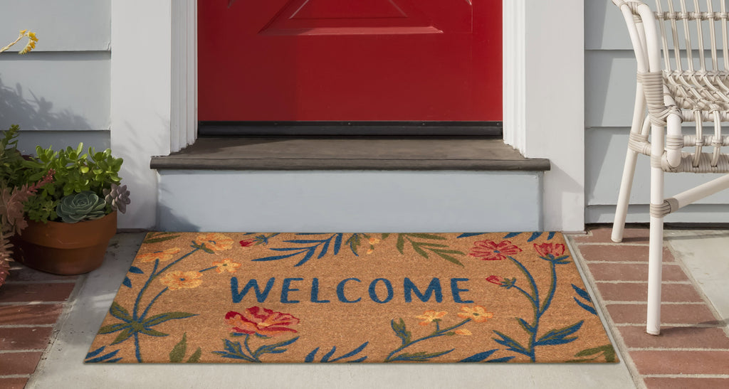 Natura Floral Welcome Coir Doormat with Non-Slip Backing