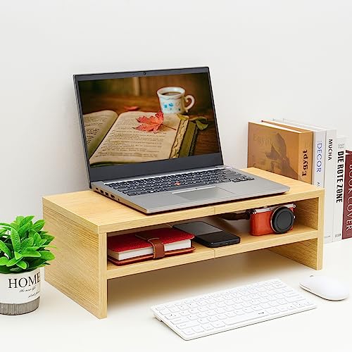 Wooden Monitor Stand Riser 2 Tier Laptop Stand with Storage X680399