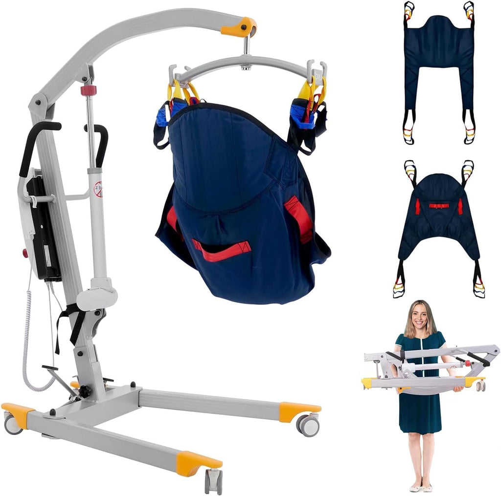 Electric Patient Lift - Aluminum Folding Electric Hoyer-Lift with 500lbs Electric Body Transfer Lifter with MOTECK Motor D402