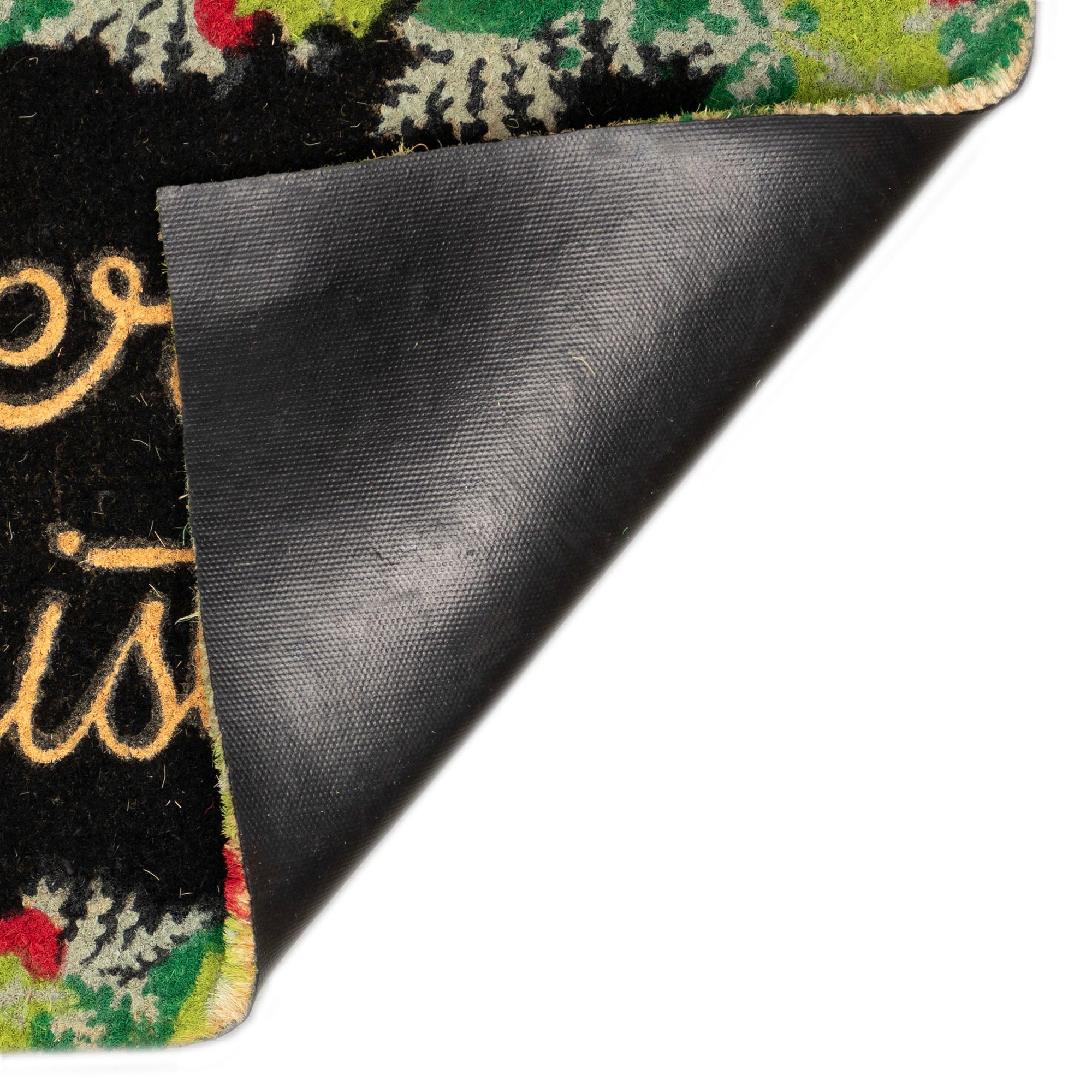 Natura Merry Christmas Holly Coir Doormat with Non-Slip Backing