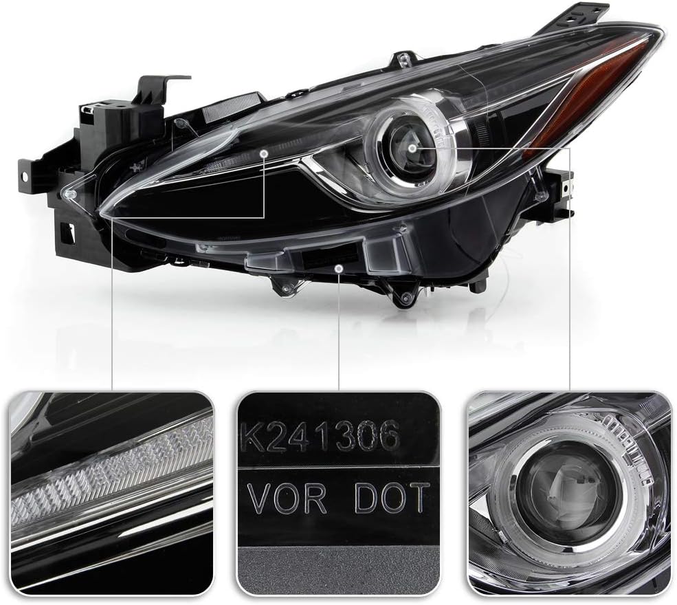 LED Tube Projector Headlights Headlamps Assembly Pair S76032