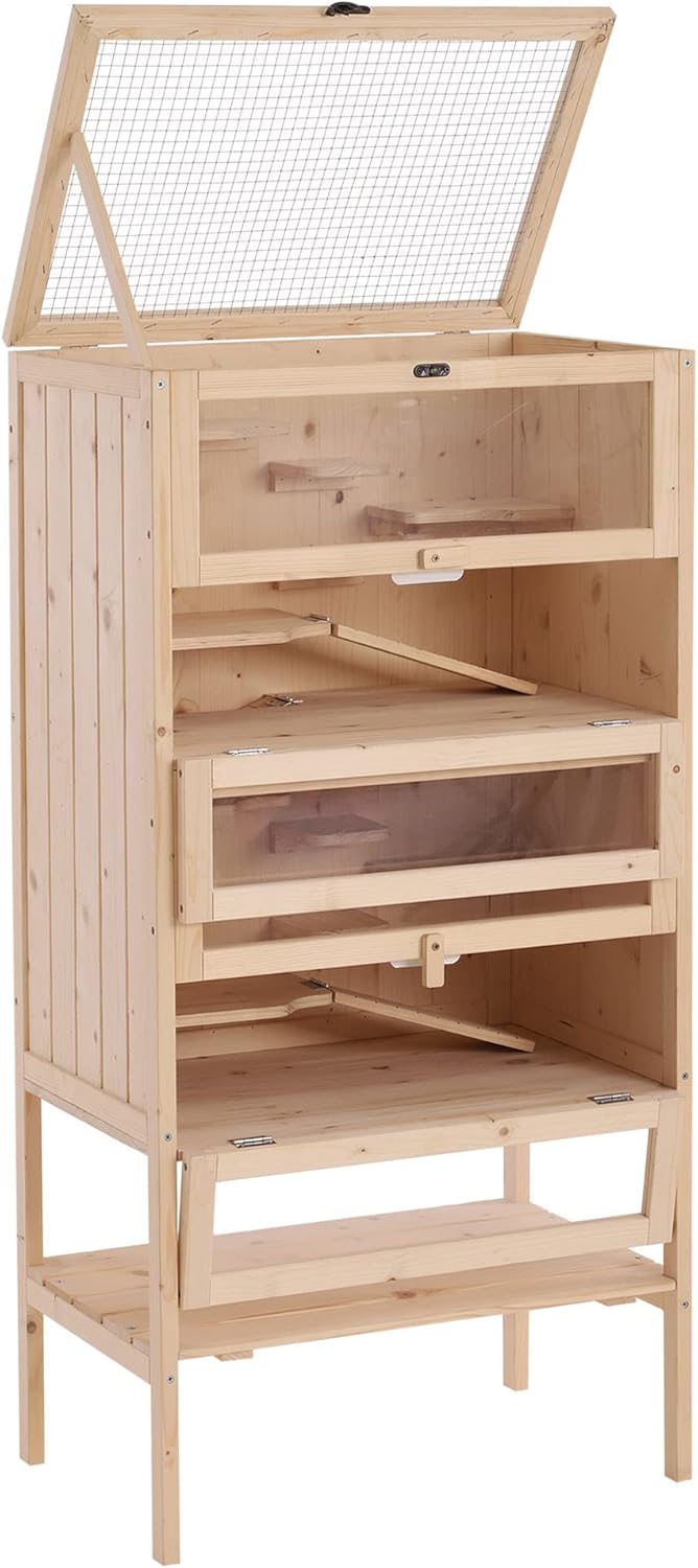 5-Tier Wooden Hamster Cage with Openable Top and Front Door N6923