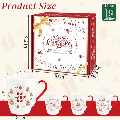 Set of 4 12 oz Ceramic Coffee Mugs J657772