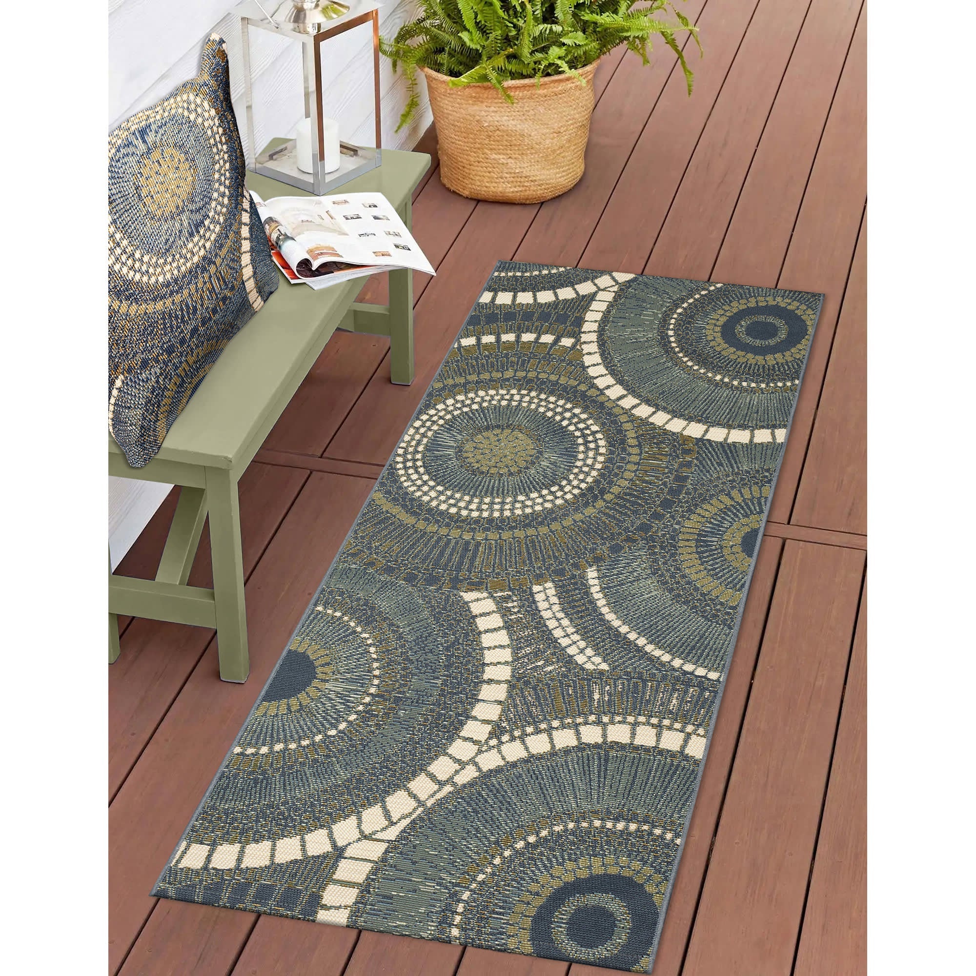 Marina Circles Indoor Outdoor Throw Pillow