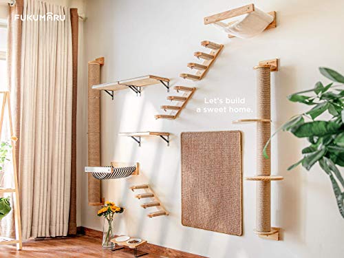 Black Stripe Wooden Cat Wall Shelf P90643