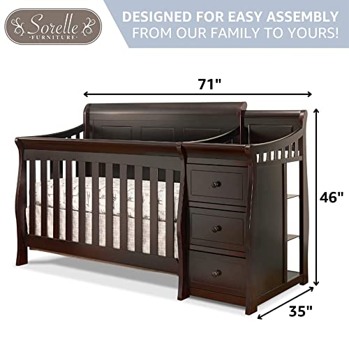 White Convertible Crib and Changer with Solid Panel Back Wooden Baby Bed Toddler Full-Size Nursery S112