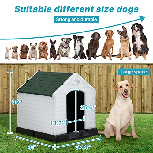 White Large Plastic Dog House with Elevated Floor D83500