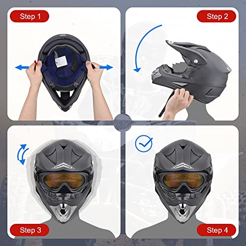 Adult Motocross Dirt Bike Helmet with Goggle, Gloves & Mask J67629