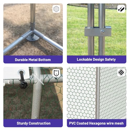 Large Metal Chicken Coop with Water-Resistant and Anti-UV Cover Walk-in Poultry Cage P642930