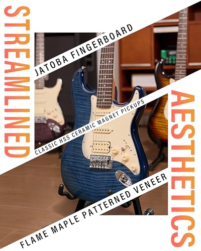 Blaze Orange Electric Guitar with Roasted Maple Neck, Flame Maple Top, HSS Ceramic Pickups, 10W Amp, Gig Bag, Strap, Picks, Lesson Book M845537