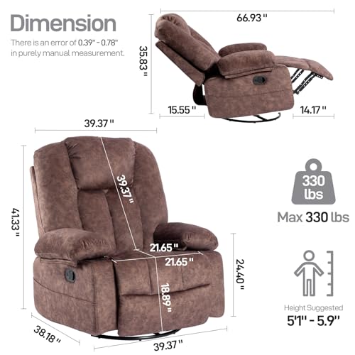 360 Degree Swivel Recliner Chair with Heated Massage A76605