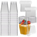 100 Pack 5.4oz Clear Dessert Cups with Lids and Spoons E1825