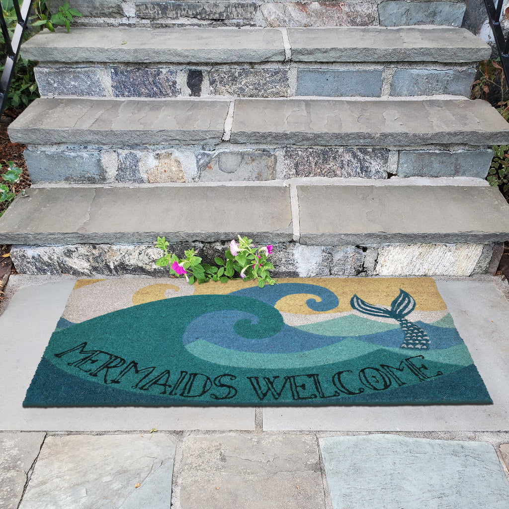 Natura Mermaids Welcome Coir Doormat with Non-Slip Backing