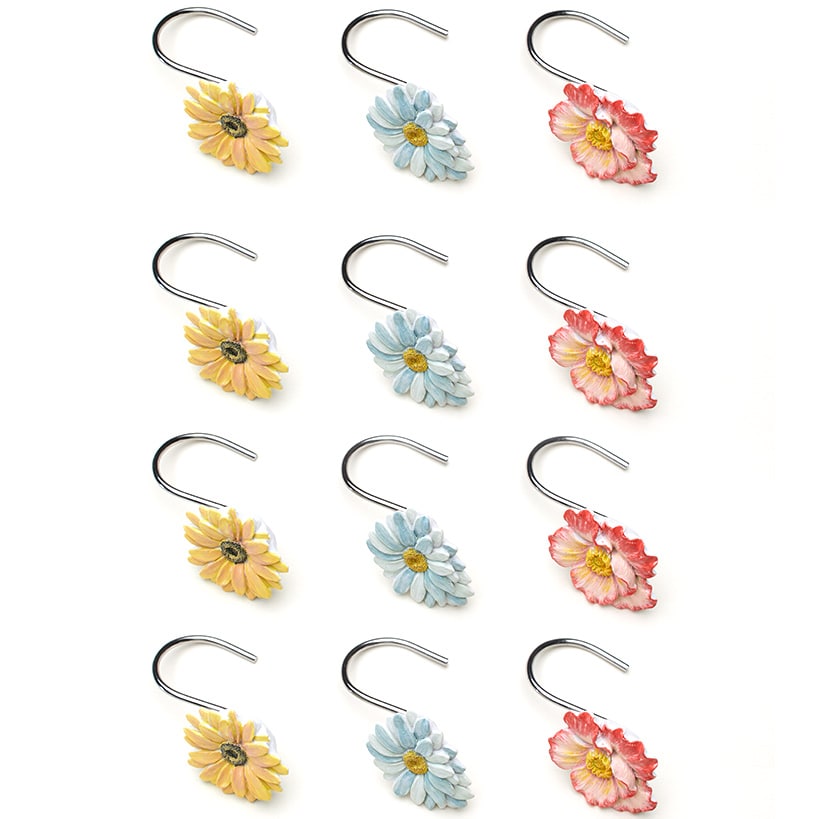 Farm Fresh Flowers Valance, Bath Rug or Shower Hooks Set of 12