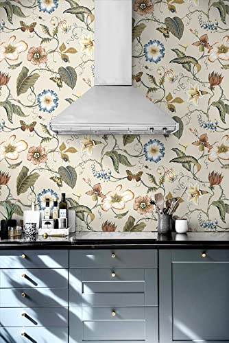 Alabaster Floral Peel and Stick Wallpaper R6728