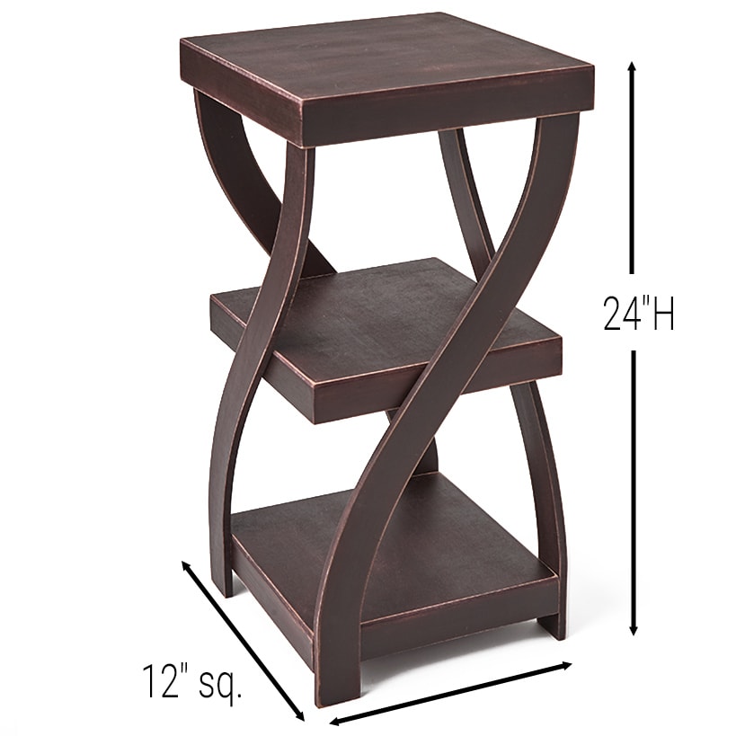 Distressed Twisted Wood Accent Table