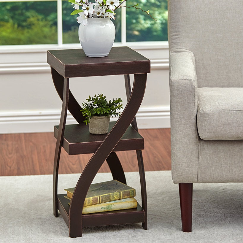 Distressed Twisted Wood Accent Table
