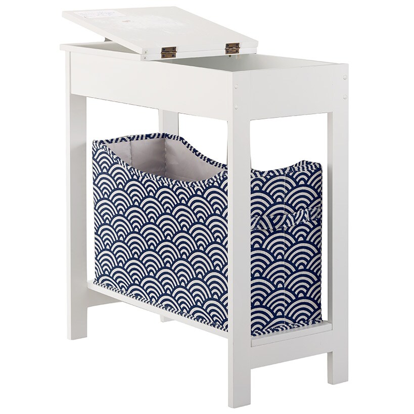 Narrow Wood Side Table with Flip-Top and Storage Bin T7156