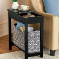 Narrow Wood Side Table with Flip-Top and Storage Bin T7156