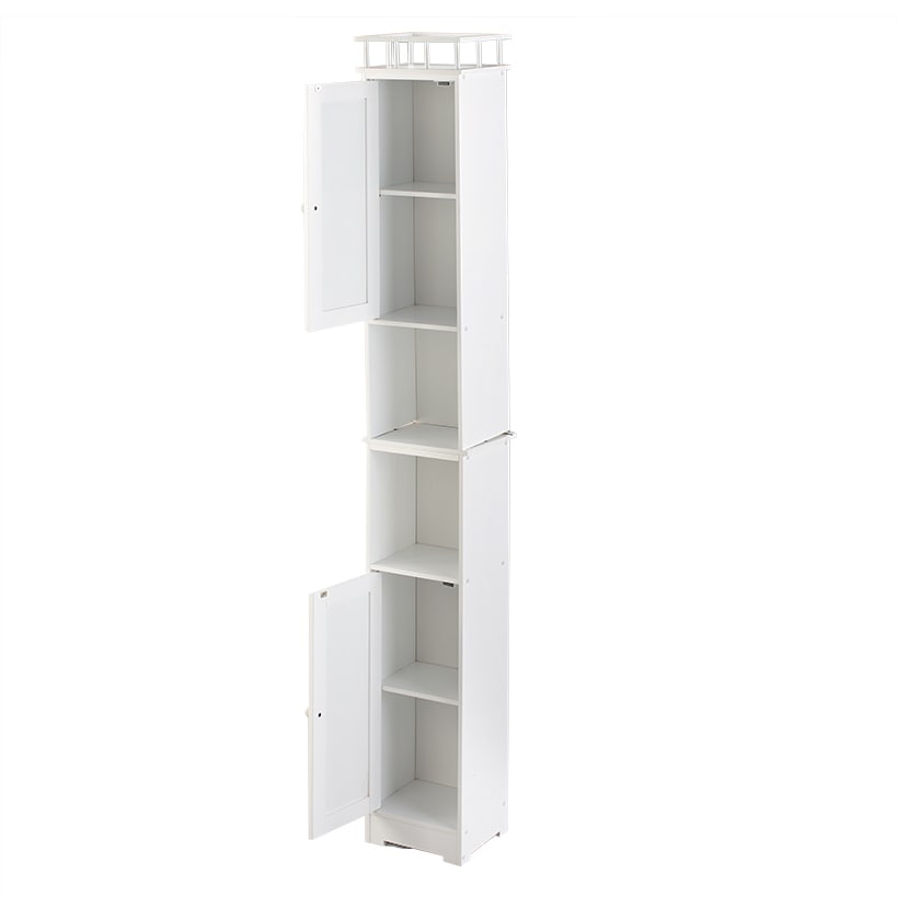 Slim Bathroom Freestanding Storage Cabinet with Shelves and Cupboards