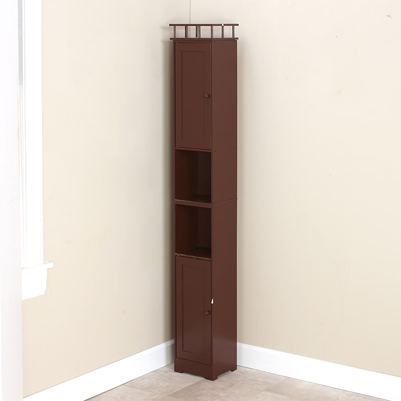 Slim Bathroom Freestanding Storage Cabinet with Shelves and Cupboards