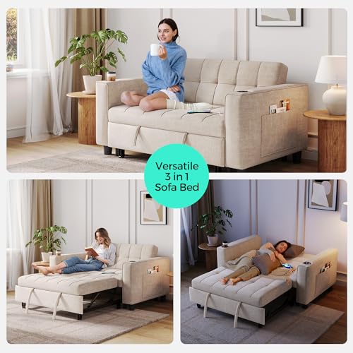 Green Corduroy 3-in-1 Convertible Sofa Bed D19384