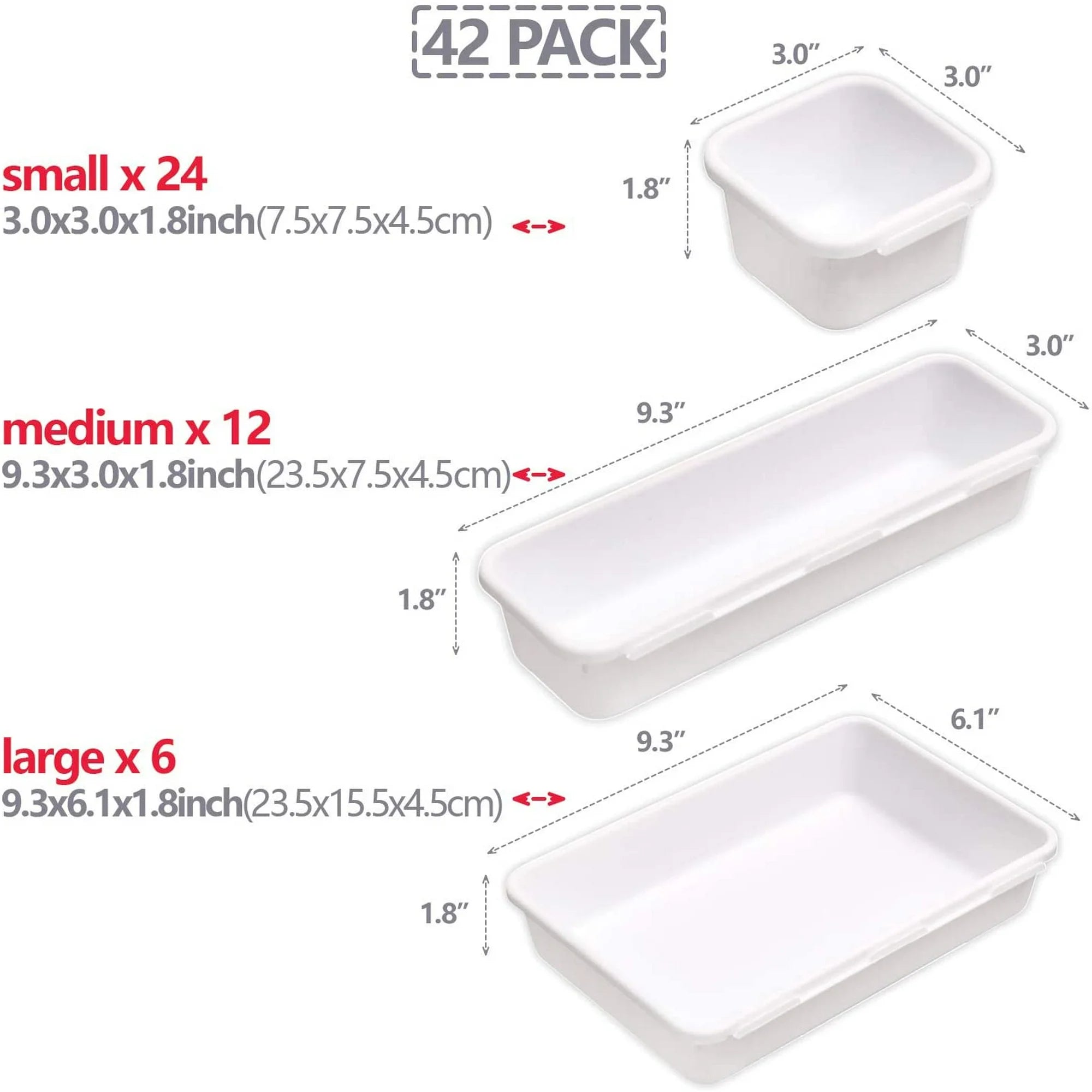 42 Pack Interlocking Plastic Drawer Organizer Tray Dividers E88509