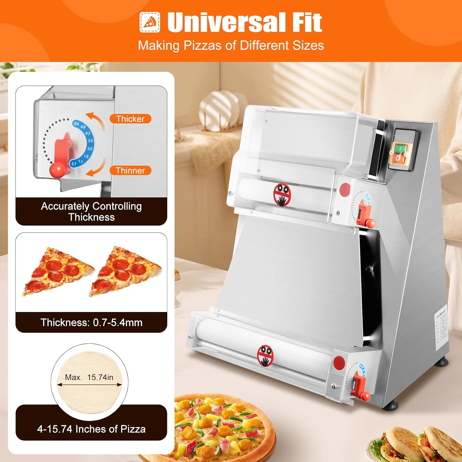 4-15 Inch Automatic Commercial Electric Pizza Dough Sheeter Machine V7425