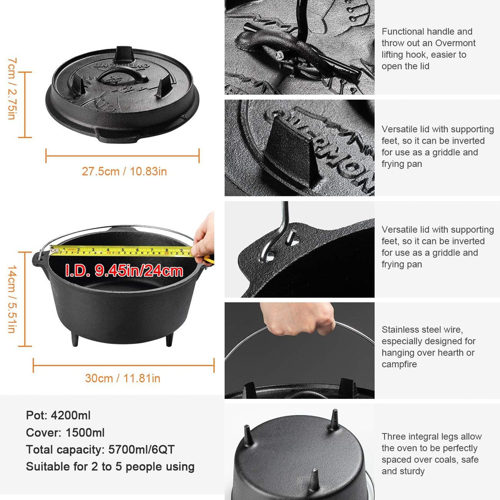 Pre Seasoned Cast Iron Camp Dutch Oven 9QT Y12300