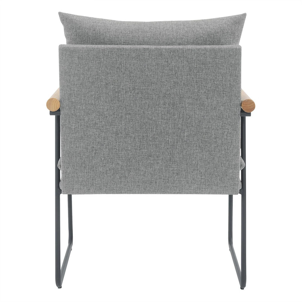 Charcoal Fabric Armchair with Natural Arms and Black Sled Base R928