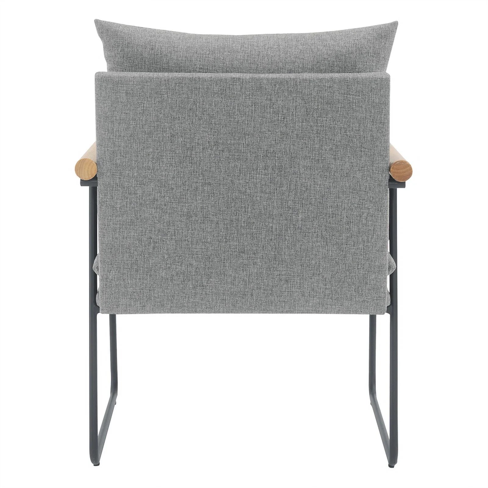 Charcoal Fabric Armchair with Natural Arms and Black Sled Base R928