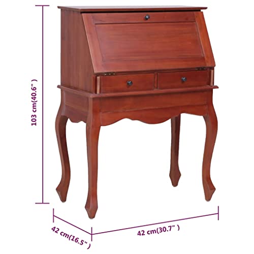 Brown Solid Wood Secretary Desk with Flip Top U468595