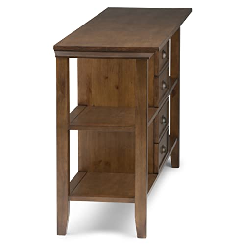 Hickory Brown Solid Wood Console Sofa Table with Storage, 4 Drawers and 4 Shelves I827