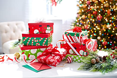 120 sq. ft. 4 Roll Christmas Wrapping Paper Set with 7 Adhesive Bows and 30 Gift Tag Stickers R283454