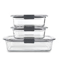 Set of 3 Glass Food Storage Containers with Latching Lids U9077