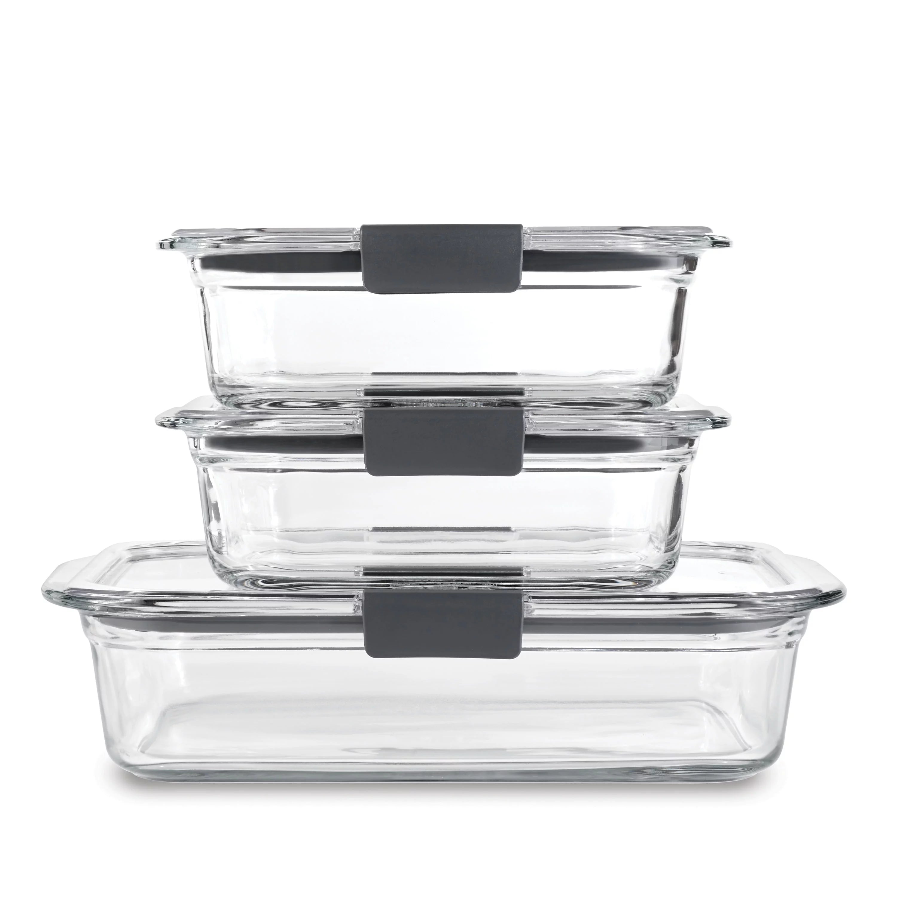 Set of 3 Glass Food Storage Containers with Latching Lids U9077