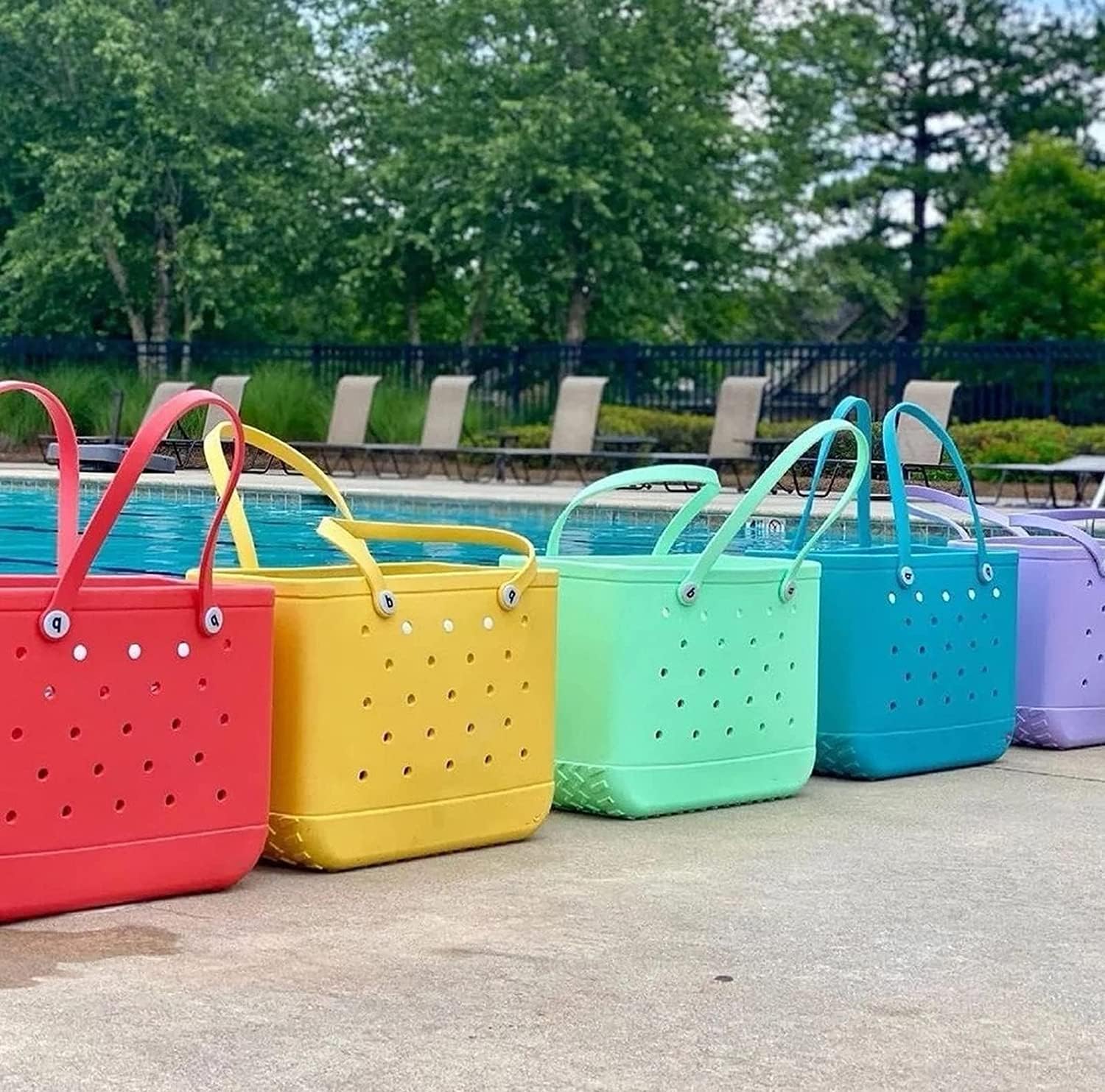 Lake Green Medium Waterproof EVA Beach Tote Bag O332