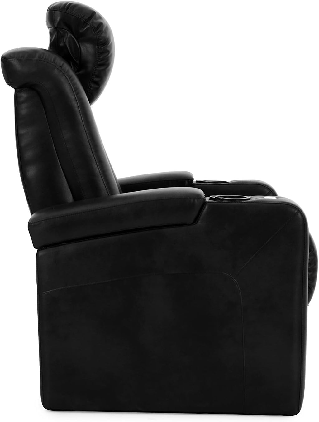 Black Bonded Leather Power Recline Row of 4 Home Theater Seats X162