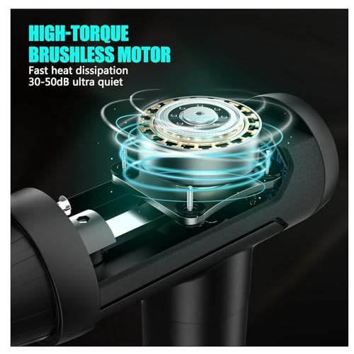 Black Percussion Massage Gun with 6 Replacement Heads R145620