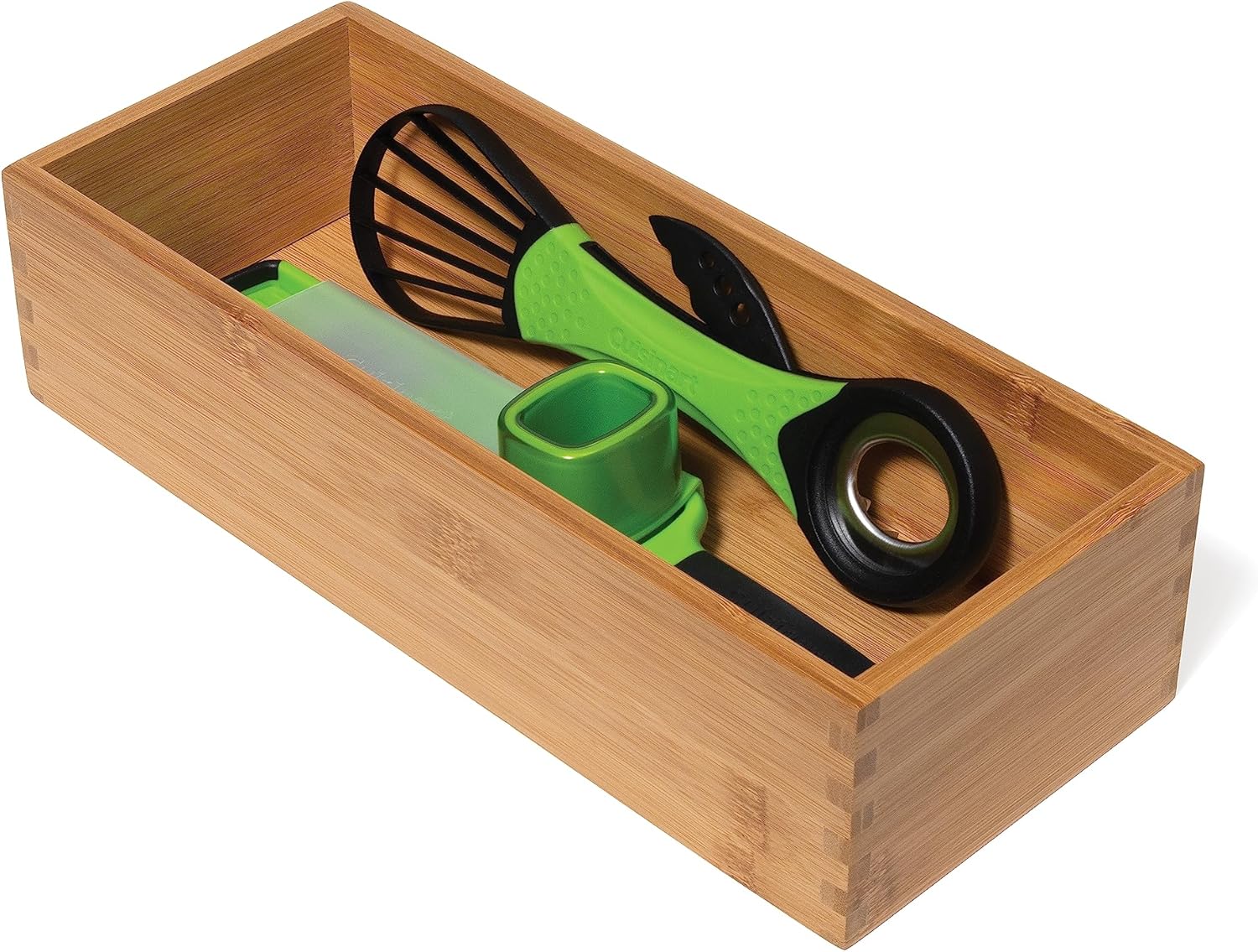 Bamboo Utensil Holder Storage Box, 5" x 12" x 3" D934651