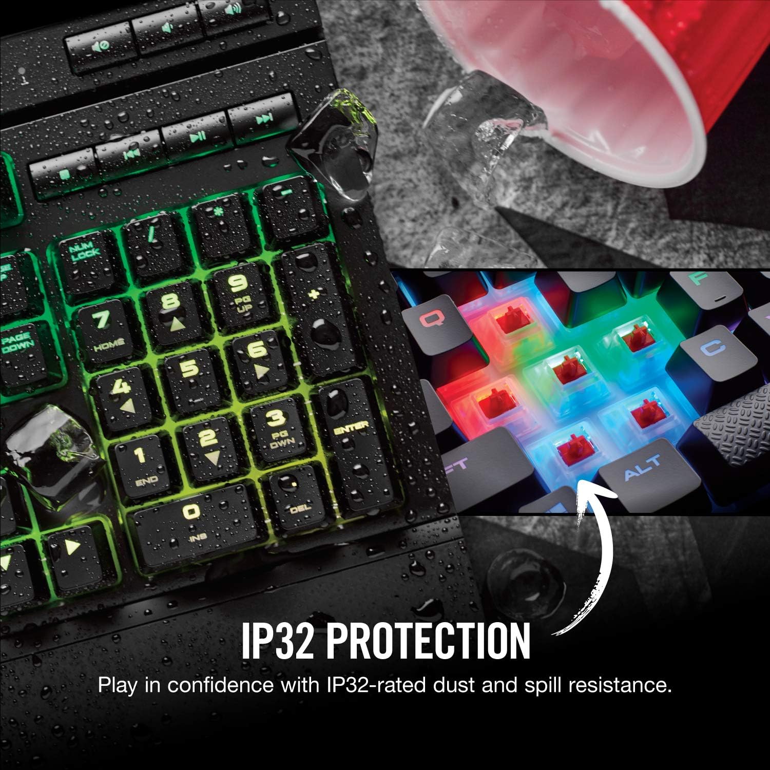 Black Mechanical Gaming Keyboard with RGB Backlit Cherry MX Red Switch F3073