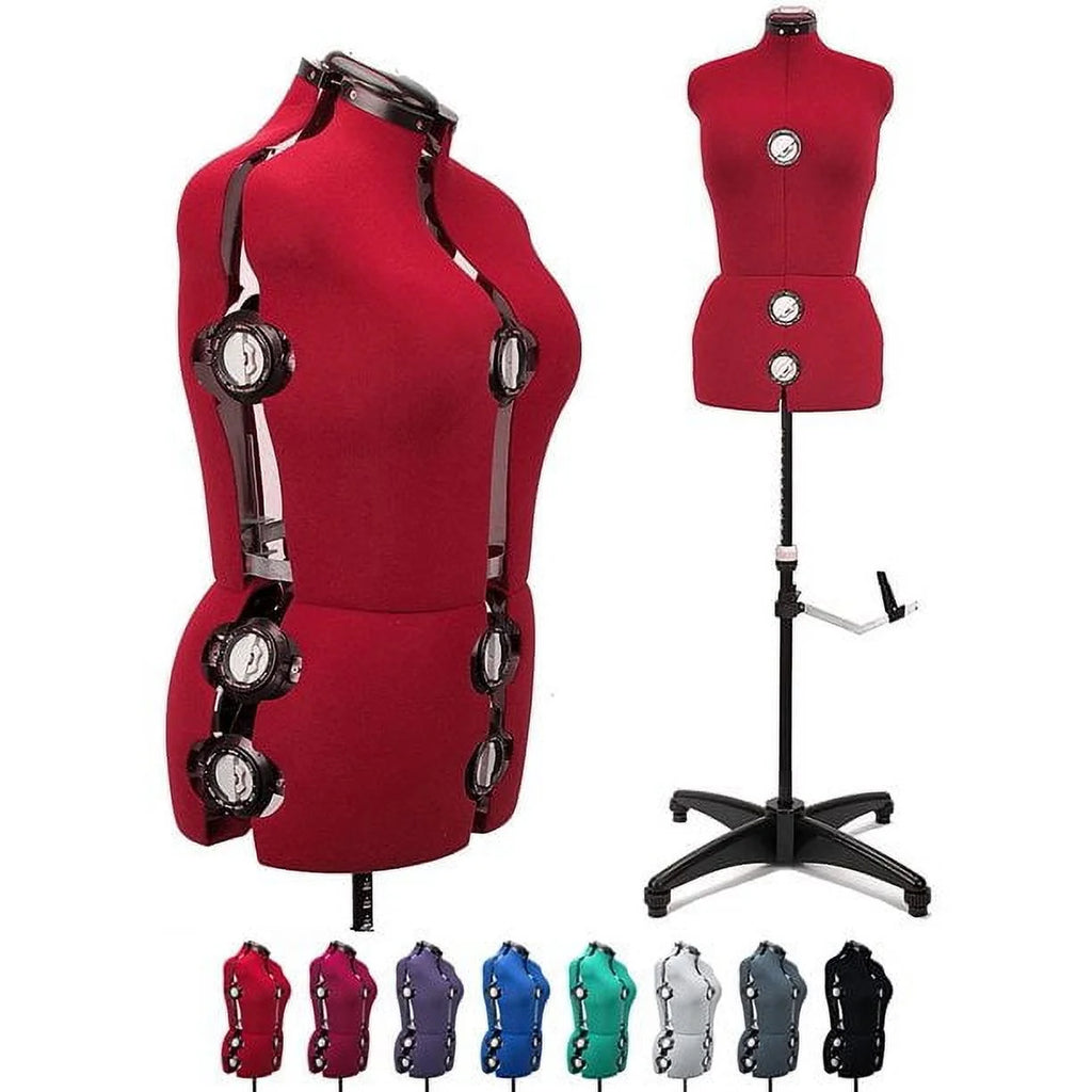 13 Dials Female Fabric Adjustable Mannequin Dress Form Red Large P5916