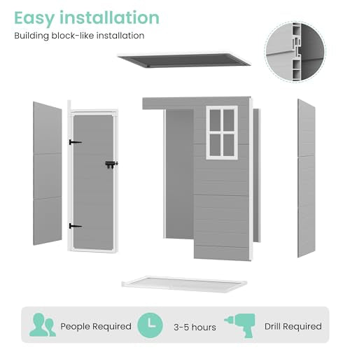 Grey & White 6x4.5 FT Plastic Outdoor Storage Shed Z262112